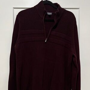 Van Heusen Men's Dark Red Zip-Up Sweater